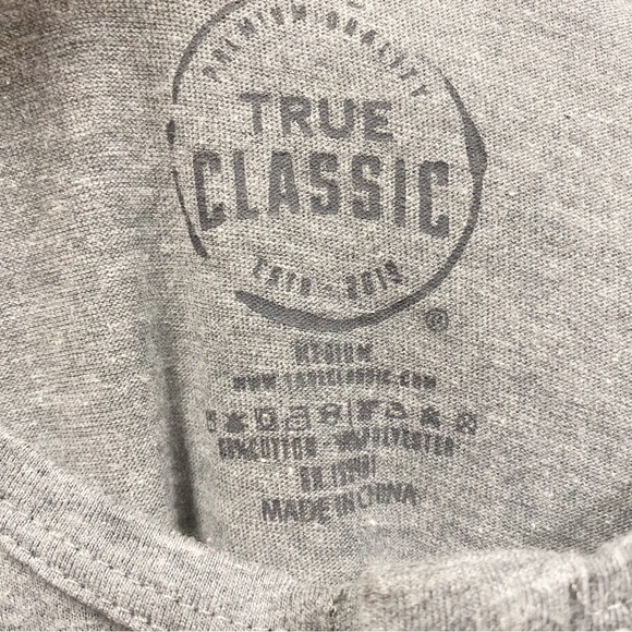 True Classic Heather Gray Mens Long Sleeve Henley T-Shirt - Picture 6 of 6